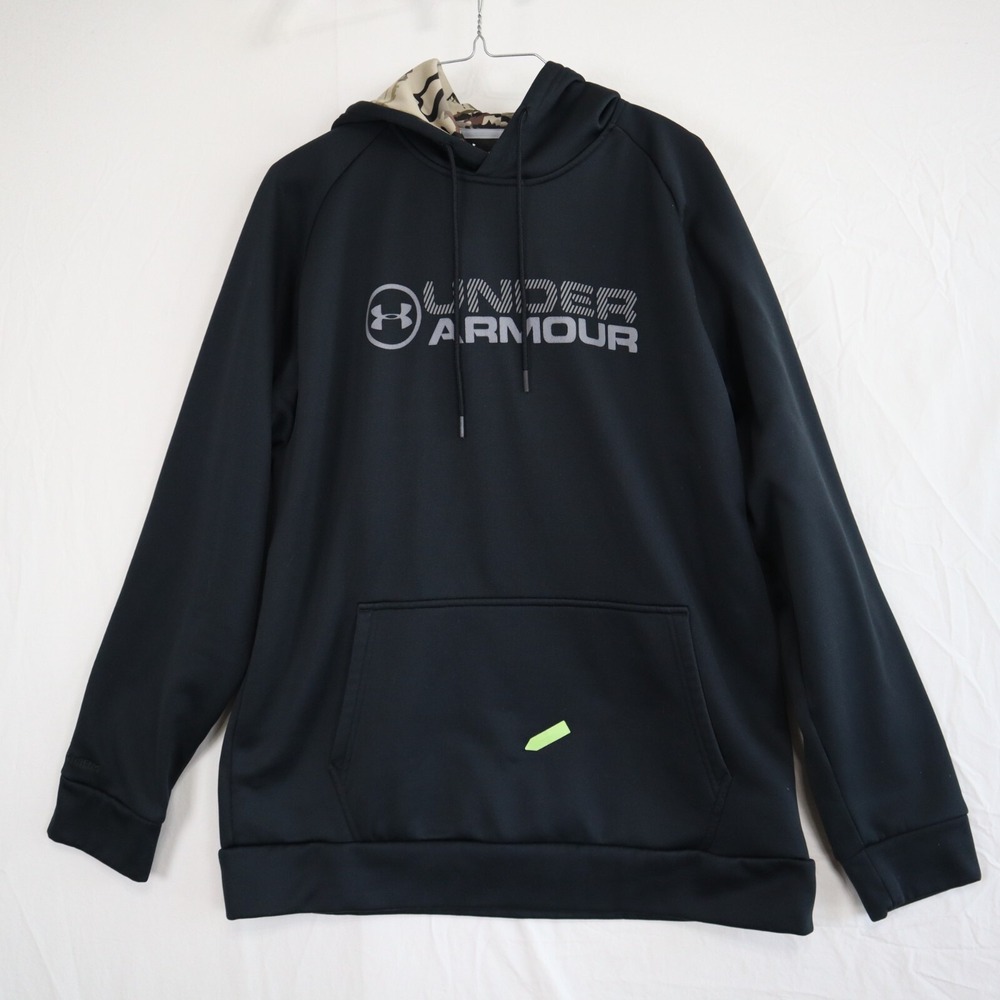 Under Armour Hoodie Mens Medium Coldgear Loose‎ Pullover Fleece Sweatshirt Black